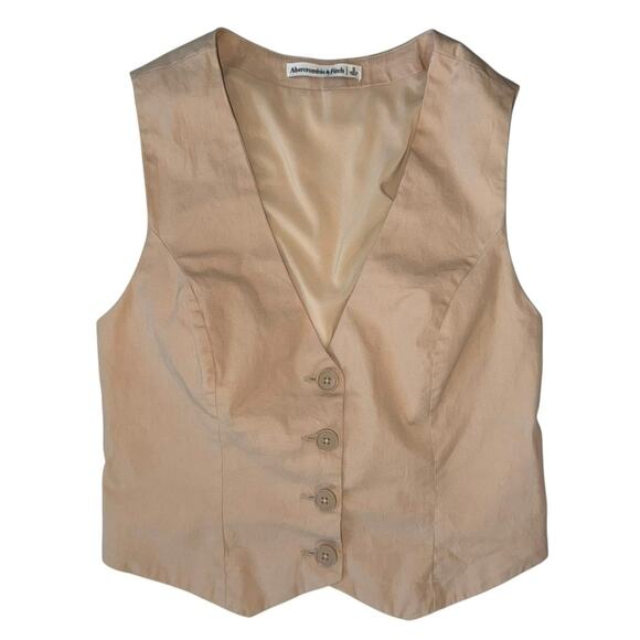 Abercrombie & Fitch Tailored Vest + Mini Skirt Set Pockets Size Small Tan Khaki - Picture 5 of 14